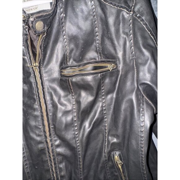 Levi's Apparel Men's Faux Leather Insulated Jacket, Black Sz Medium - Picture 4 of 11